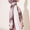 Rose-Patterned Bamboo French Terry Shawl Dark Brown – Image 3