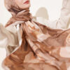 Rose-Patterned Bamboo French Terry Shawl Beige