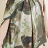 Rose-Patterned Bamboo French Terry Shawl Khaki - الصورة 4