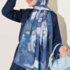 Rose-Patterned Bamboo French Terry Shawl Olive Green - الصورة 8