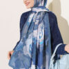 Rose-Patterned Bamboo French Terry Shawl Indigo - immagine 2