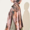 Rose-Patterned Bamboo French Terry Shawl Brown - immagine 3