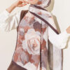 Rose-Patterned Bamboo French Terry Shawl Olive Green - الصورة 10