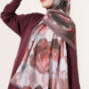 Rose-Patterned Bamboo French Terry Shawl Mink - immagine 2