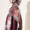 Rose-Patterned Bamboo French Terry Shawl Mink - immagine 3