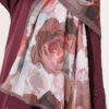 Rose-Patterned Bamboo French Terry Shawl Mink - immagine 4