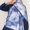Rose-Patterned Bamboo French Terry Shawl Navy Blue