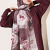 Rose-Patterned Bamboo French Terry Shawl Plum