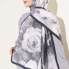 Rose-Patterned Bamboo French Terry Shawl Black – Image 2