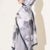 Rose-Patterned Bamboo French Terry Shawl Black – Image 3