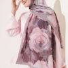 Rose-Patterned Bamboo French Terry Shawl Mink - immagine 5