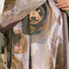 Rose-Patterned Bamboo French Terry Shawl Olive Green - الصورة 4