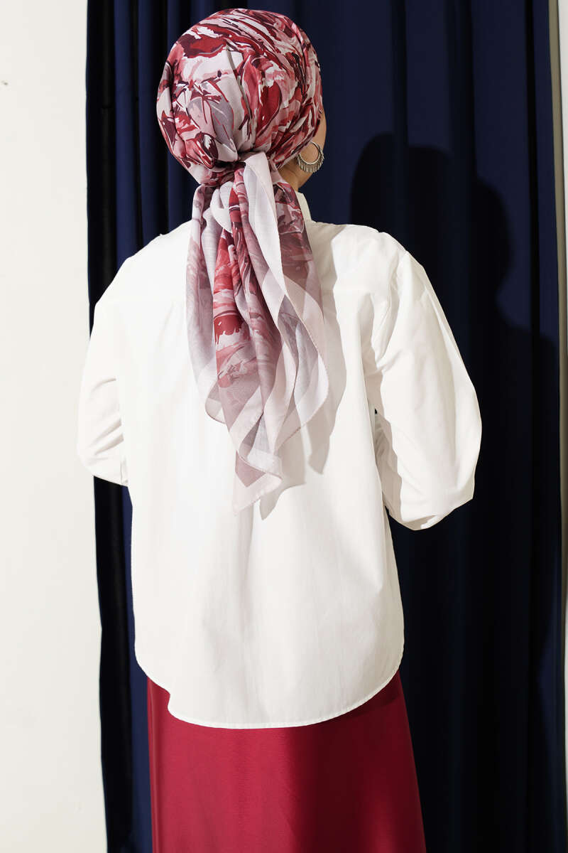 Lace Embroidered Short Shirt White - الصورة 3