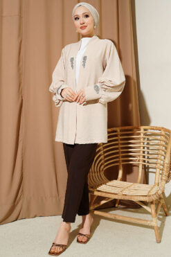 Alternative view of Lined Embellished Hoodie Set Beige