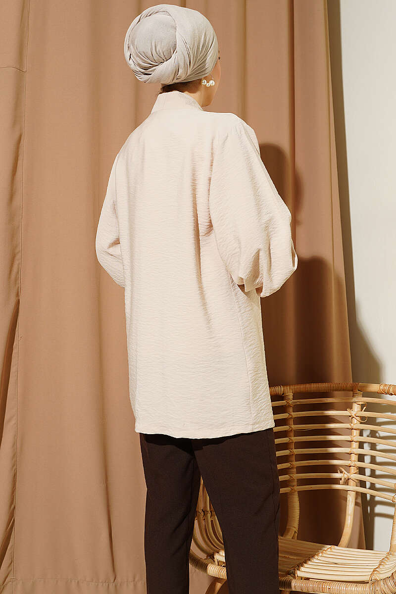 Lined Embellished Hoodie Set Beige - Imagen 3