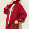 Lined Embellished Hoodie Set Burgundy