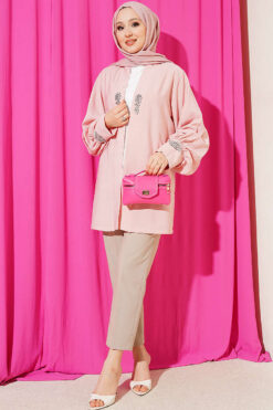 Alternative view of Lined Embellished Hoodie Set Powder Pink