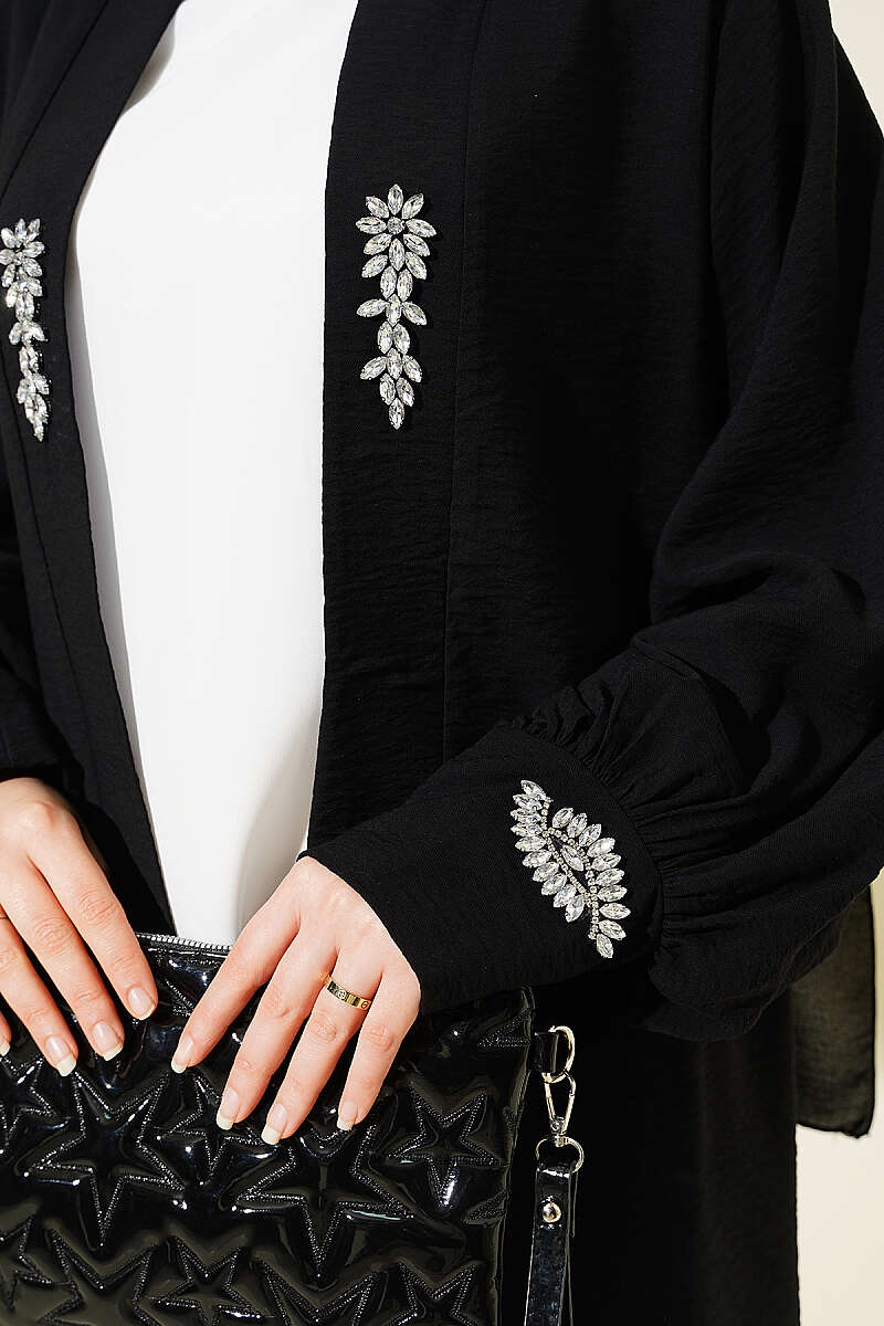 Lined Embellished Hoodie Set Black - immagine 4