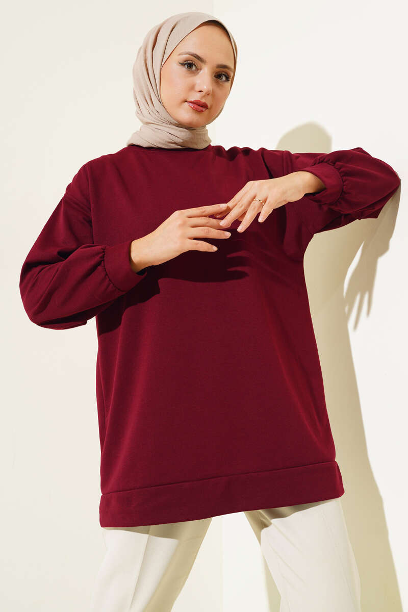 French Terry Plain Tunic Burgundy