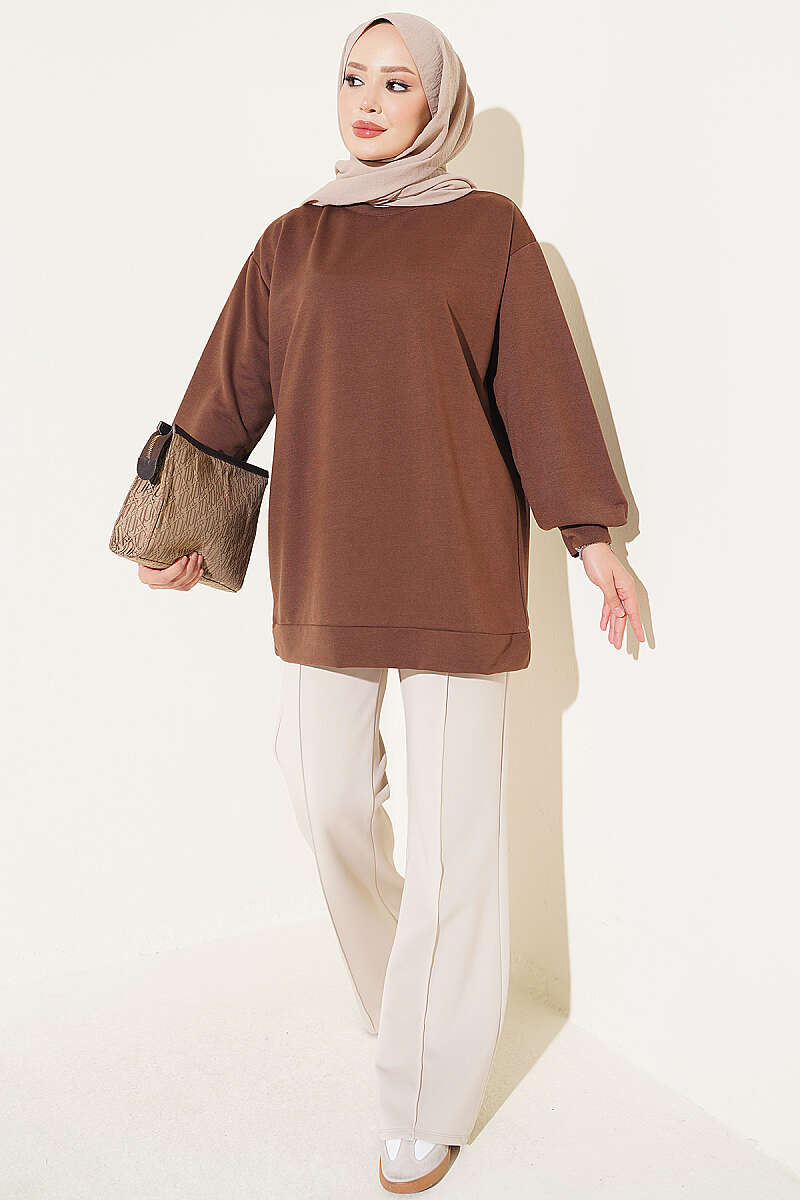 French Terry Plain Tunic Chestnut – Bild 2