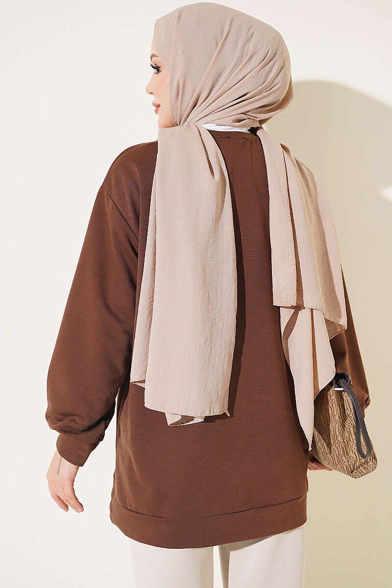 French Terry Plain Tunic Chestnut – Bild 3