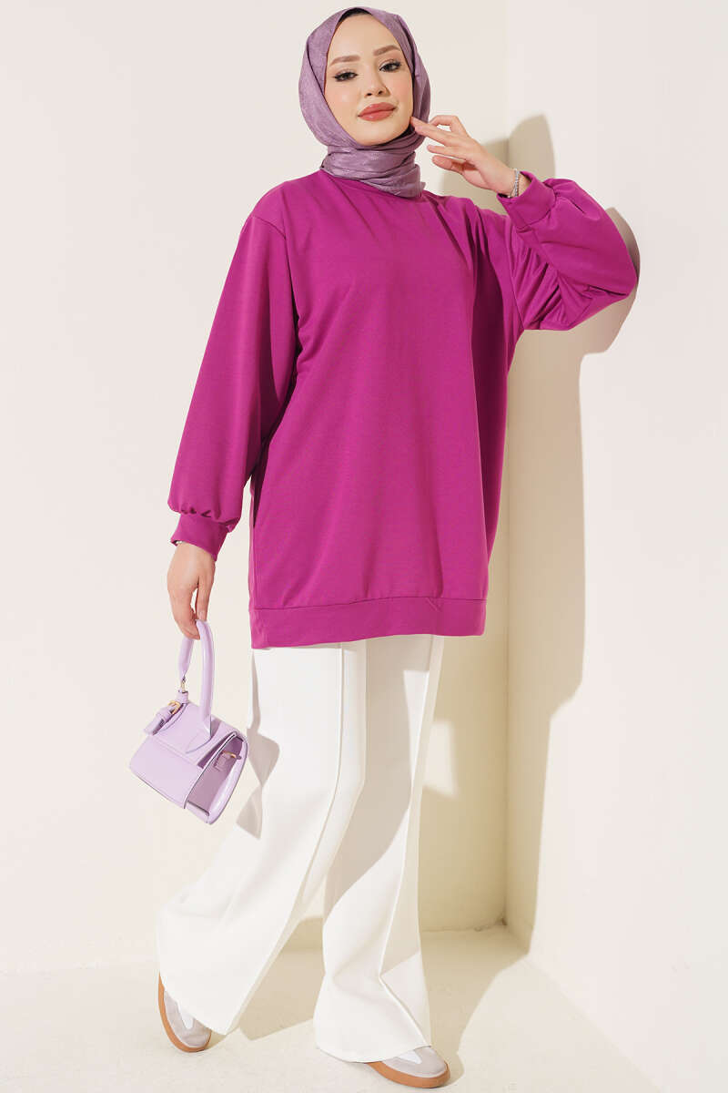 French Terry Plain Tunic Violet – Bild 2