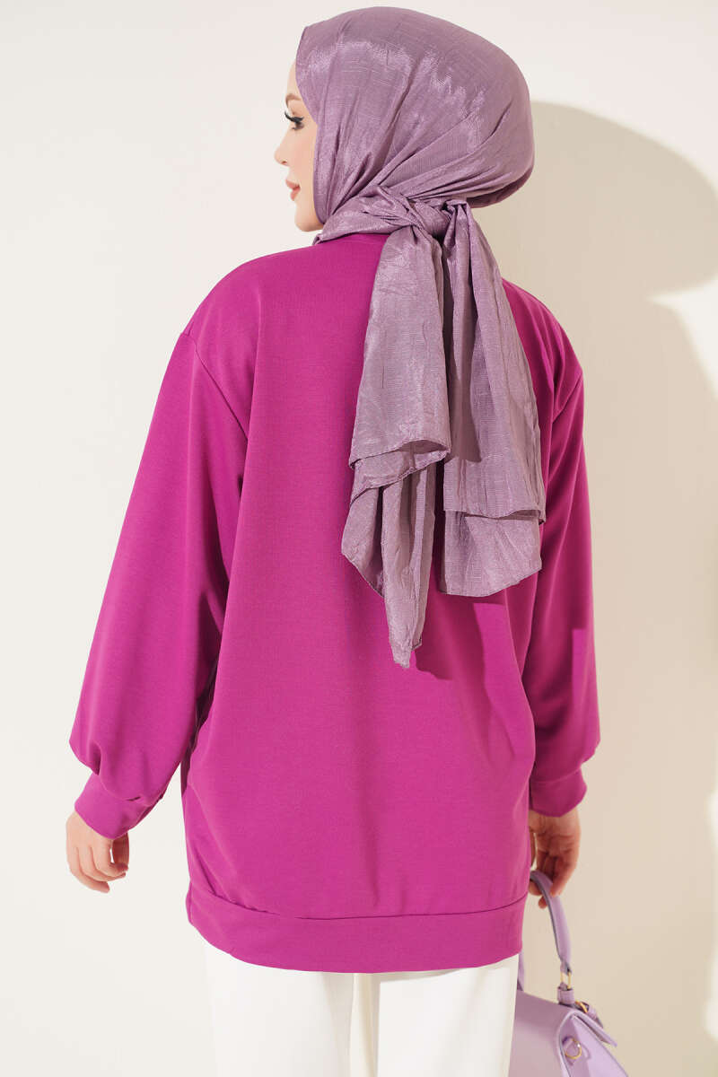 French Terry Plain Tunic Violet – Bild 3