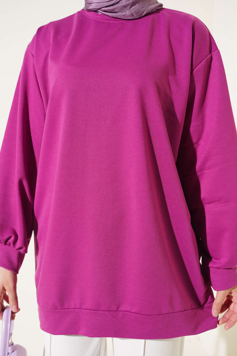 French Terry Plain Tunic Violet – Bild 4