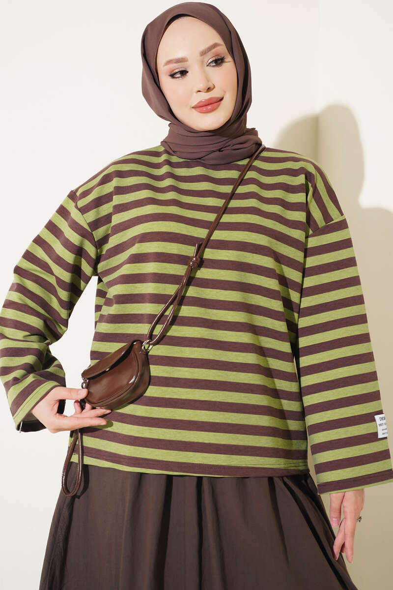 Two-Thread Horizontal Striped Tunic Brown