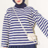 Two-Thread Horizontal Striped Tunic Navy Blue