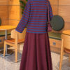 Two-Thread Horizontal Striped Tunic Burgundy - Imagen 4