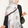 Floral Scarf with Fine Stripe Detail Black – Bild 2