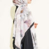 Floral Scarf with Fine Stripe Detail Black – Bild 3