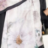 Floral Scarf with Fine Stripe Detail Black – Bild 4