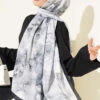 Floral Scarf with Fine Stripe Detail Black – Bild 5