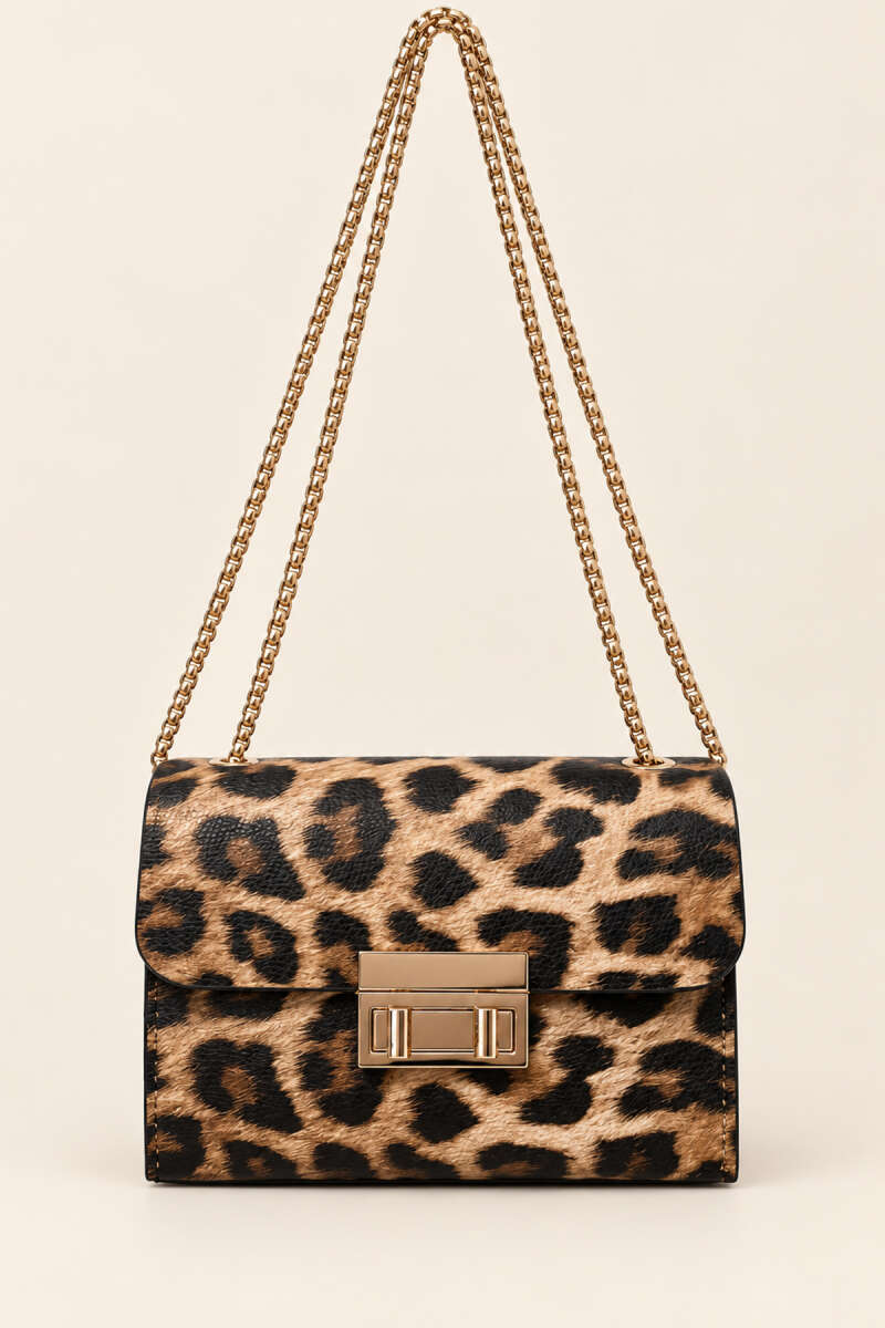 Thin Striped Women's Handbag Leopard