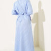 Striped Belted Button Dress Blue - الصورة 3