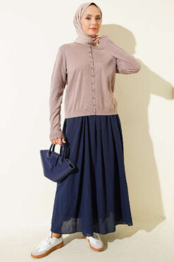 Alternative view of Lightweight Knitted Button-Up Cardigan Mink