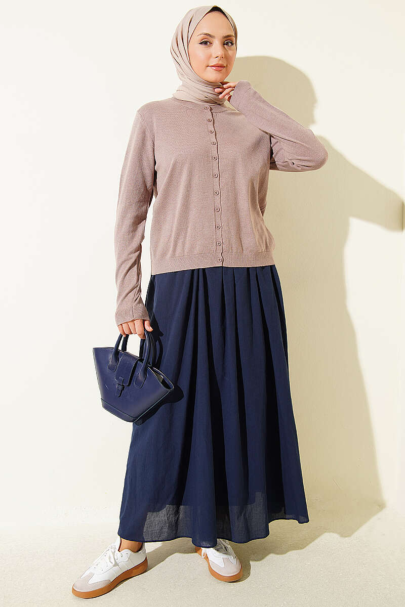 Lightweight Knitted Button-Up Cardigan Mink - Imagen 2