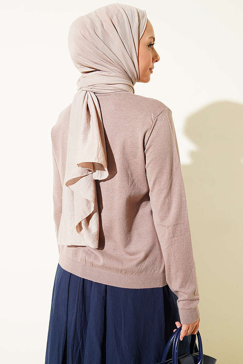 Lightweight Knitted Button-Up Cardigan Mink - Imagen 3