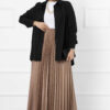 Fine Pleated Long Modest Hem Edge Skirt Mink