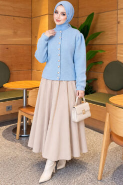 Alternative view of Pearl Button Detail Knit Cardigan Baby Blue