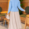 Pearl Button Detail Knit Cardigan Baby Blue - immagine 4
