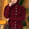 Pearl Button Detail Knit Cardigan Burgundy