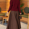 Pearl Button Detail Knit Cardigan Burgundy - immagine 4