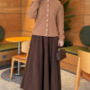 Pearl Button Detail Knit Cardigan Camel - immagine 2