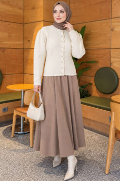 Alternative view of Pearl Button Detail Knit Cardigan Ecru