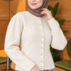 Pearl Button Detail Knit Cardigan Ecru - immagine 3