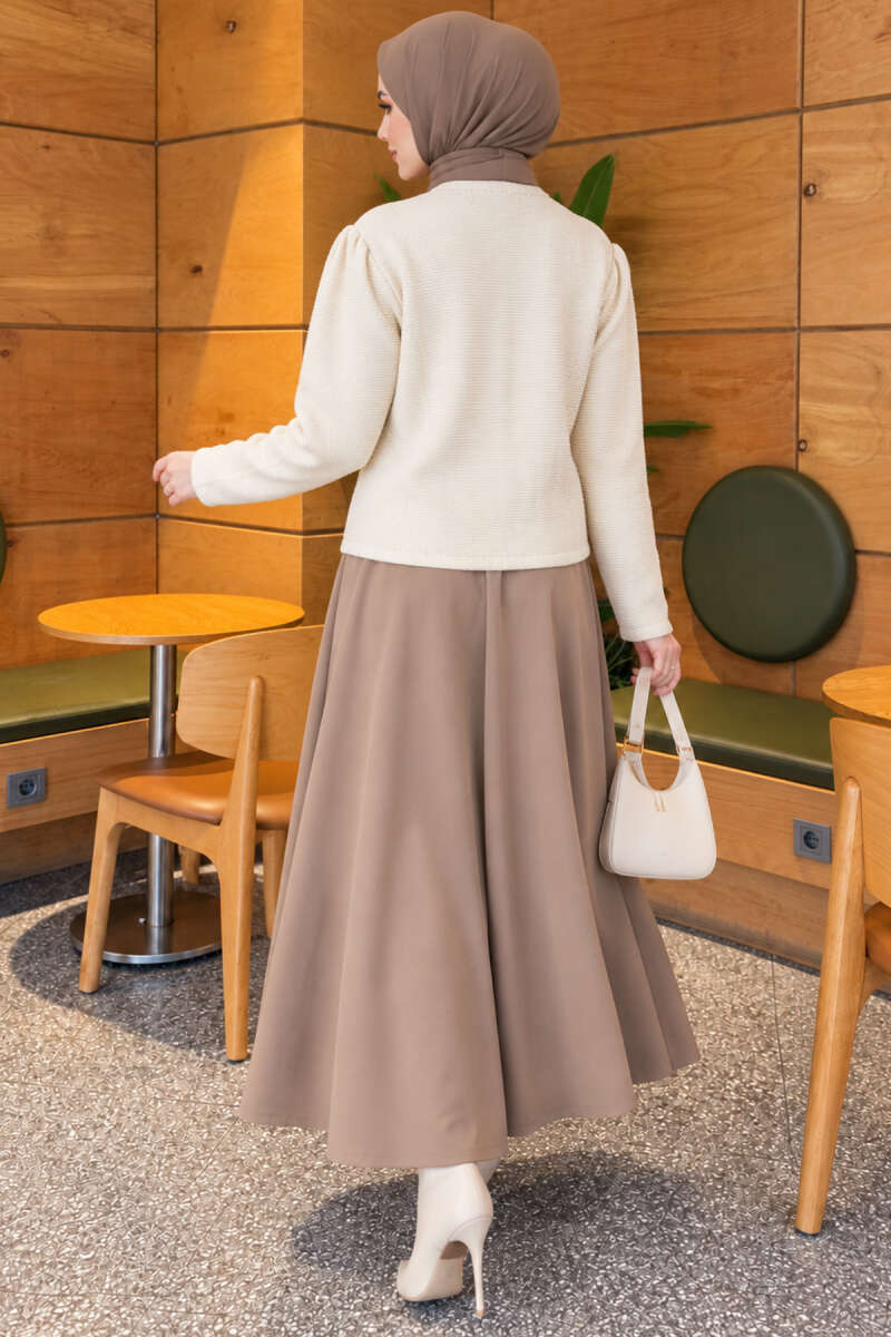 Pearl Button Detail Knit Cardigan Ecru - immagine 4
