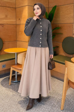 Alternative view of Pearl Button Detail Knit Cardigan Smoke